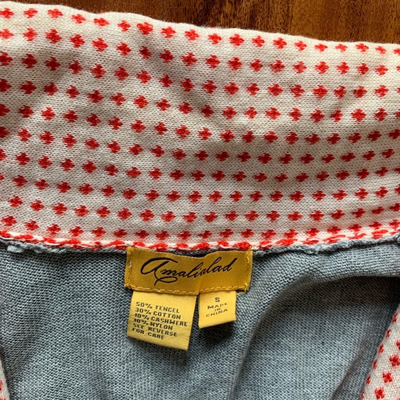 Anthropologie cardigan gray with orange accent - Picture 2 of 2